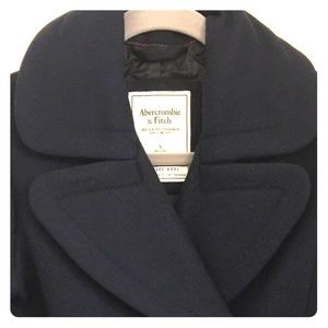 Abercrombie & Fitch Navy Wool Coat